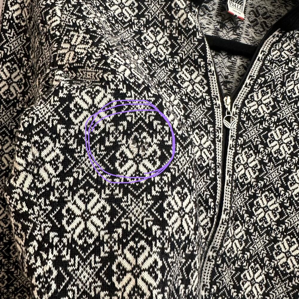 Dale of Norway Women's Frida Jacket Sweater Full Zip Black & White Small FLAWED - Picture 5 of 16
